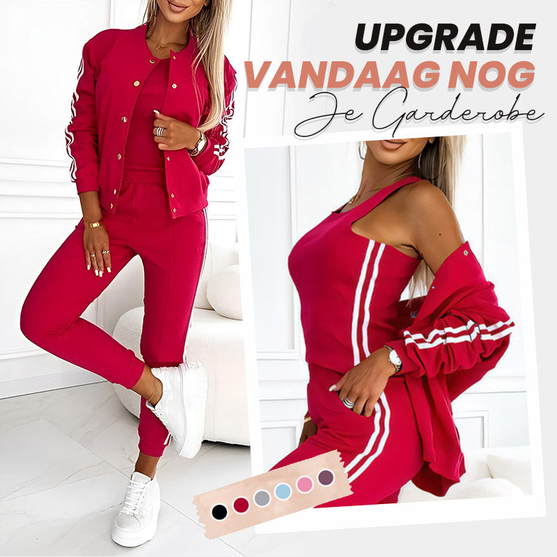 Dames 3-Delige Set met Baseballjack & Broek & Tanktop