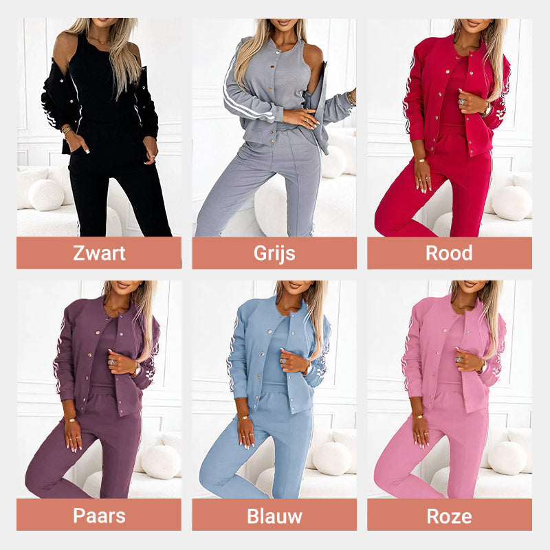 Dames 3-Delige Set met Baseballjack & Broek & Tanktop