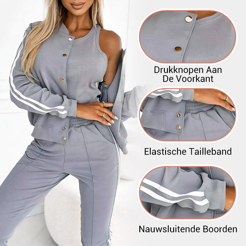 Dames 3-Delige Set met Baseballjack & Broek & Tanktop