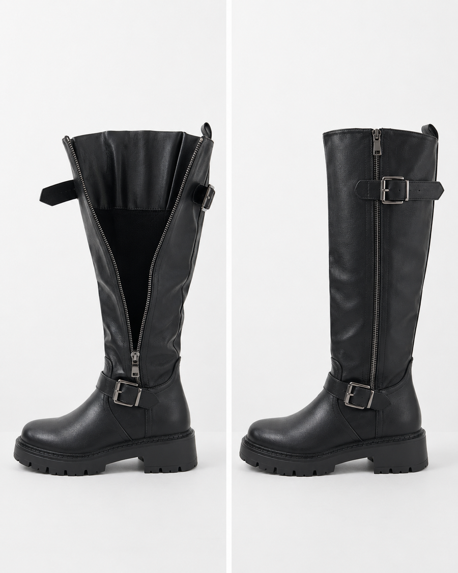 Eef Black Boots (Verstelbare Schacht)